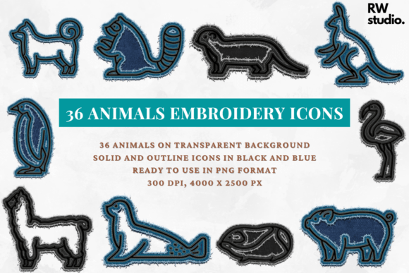36 Animals Embroidery Icons Clipart Review